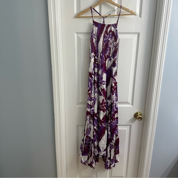 Free People Dress Midi Floral Long Purple White Vacation Summer Boho Size Small - Picture 3 of 7